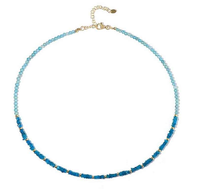 Cavill Silberkette Cavill Apatit Kette 32,13 ct blau neon, vergoldet 925 Silber (1-tlg) von Cavill