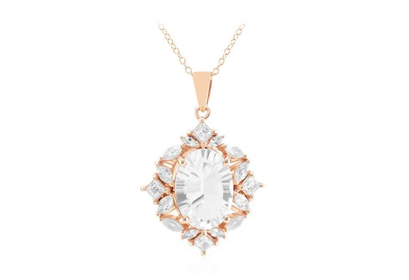 Cavill Silberkette Cavill Weißer Topas 7,74 ct Kette Rosévergoldet 925 Silber Oval (1-tlg) von Cavill
