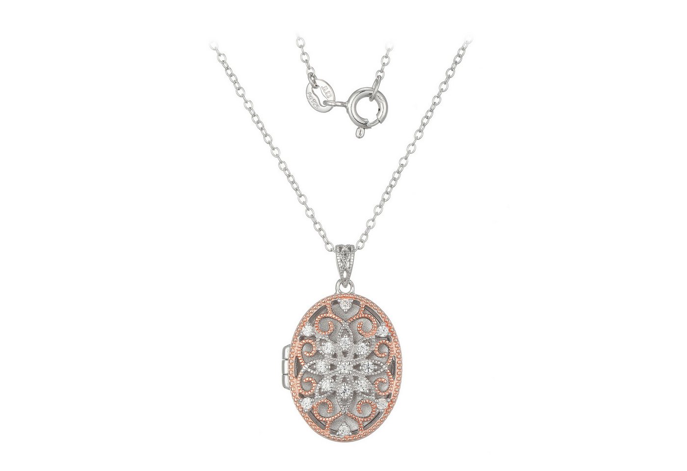 Cavill Silberkette Cavill Silberkette 0,27 ct Zirkone, filigranes Medaillon, 925 Silber (1-tlg) von Cavill