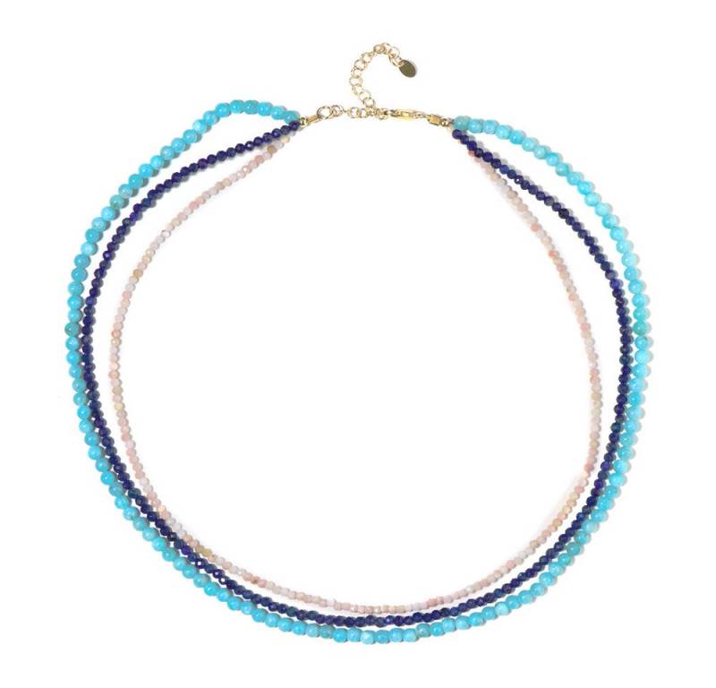 Cavill Silberkette Opal-Lapis-Amazonit-Halskette aus vergoldetem Silber (1-tlg) von Cavill