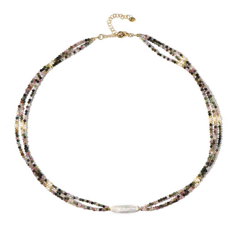 Cavill Silberkette Cavill Mehrlagige Halskette mit weißen Perlen & 28,86 ct Turmalinen (1-tlg) von Cavill