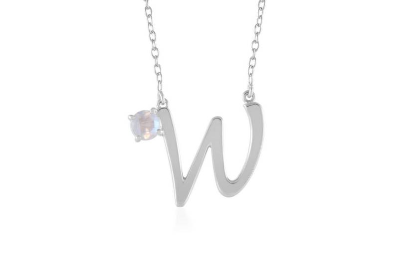 Cavill Silberkette Cavill Silbercollier 0,40 ct Regenbogenmondstein platin W-Form (1-tlg) von Cavill