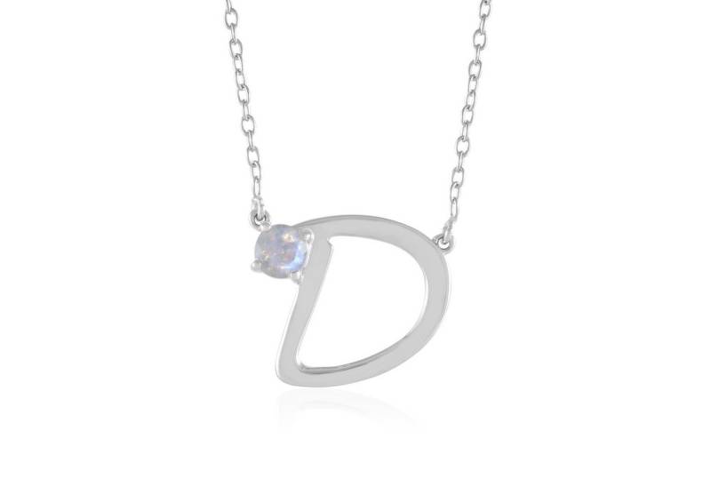 Cavill Silberkette Cavill Silbercollier 0,40 ct Regenbogenmondstein, rund, platin. (1-tlg) von Cavill