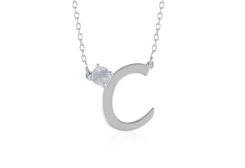 Cavill Silberkette Cavill Silbercollier 925 mit 0,40 ct Regenbogen-Mondstein rund (1-tlg) von Cavill