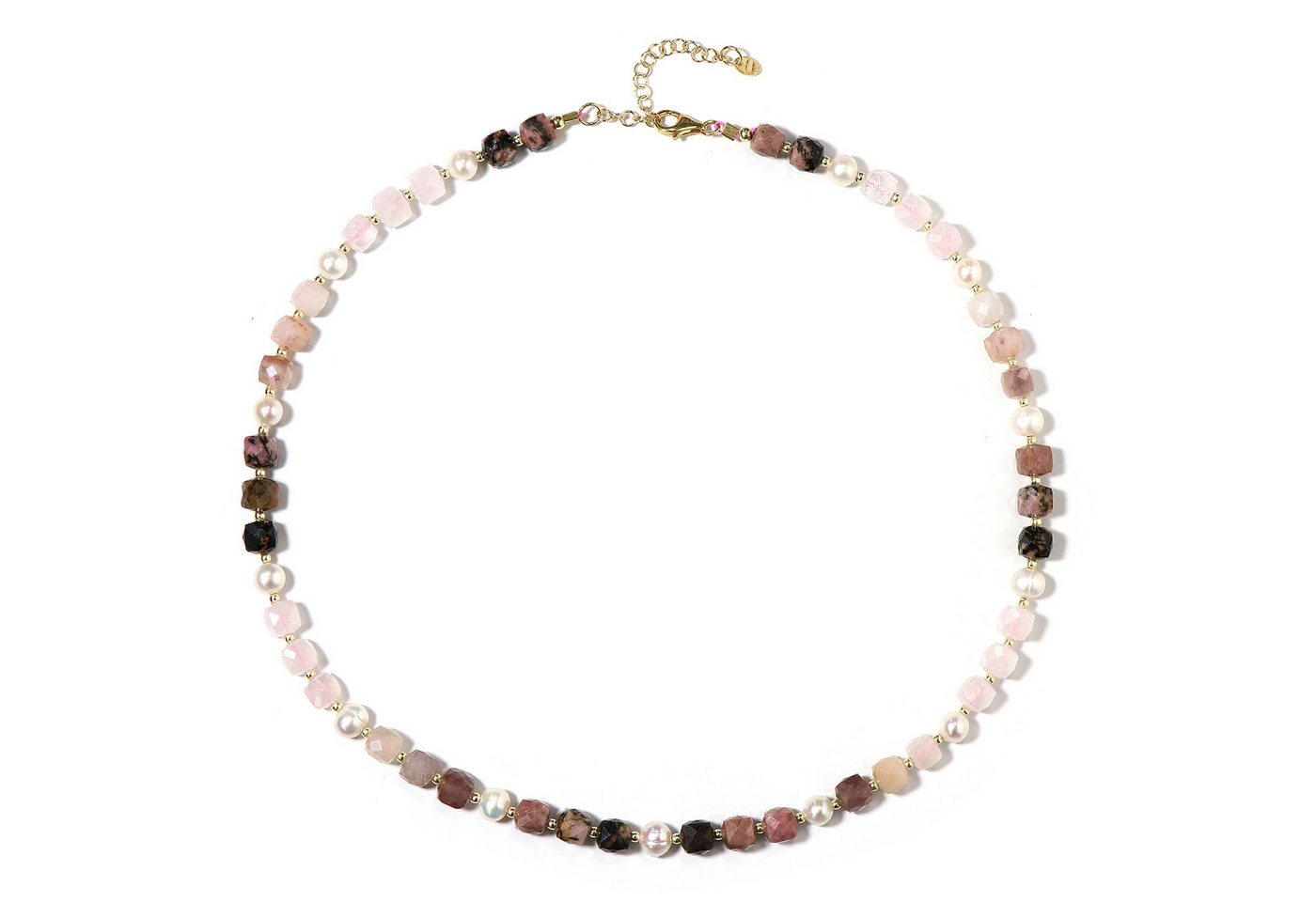 Cavill Silberkette Cavill Silberhalskette vergoldet mit Rosenquarz, Perlen & Hämatit (1-tlg) von Cavill