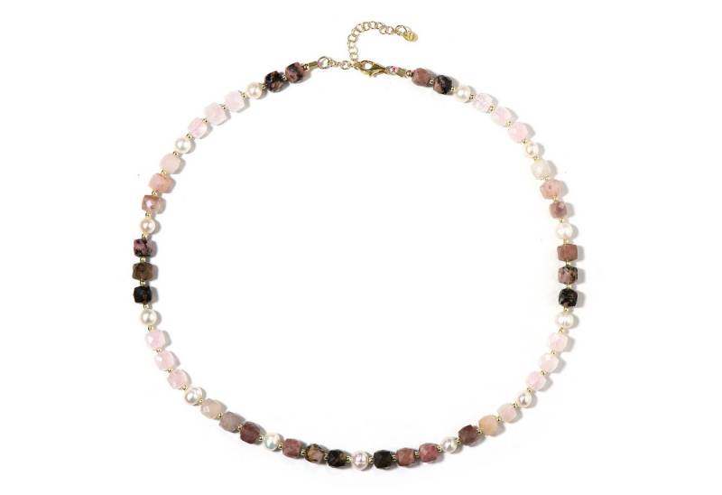 Cavill Silberkette Cavill Silberhalskette vergoldet mit Rosenquarz, Perlen & Hämatit (1-tlg) von Cavill