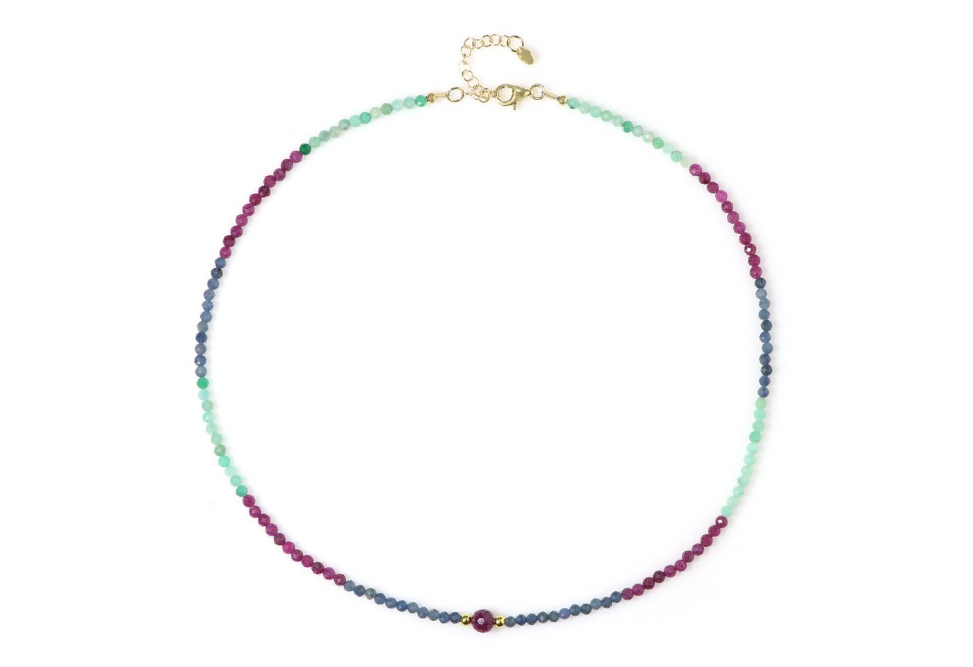 Cavill Silberkette Cavill Halskette 33,77 ct Rubin Saphir Smaragd 925er vergoldet (1-tlg) von Cavill
