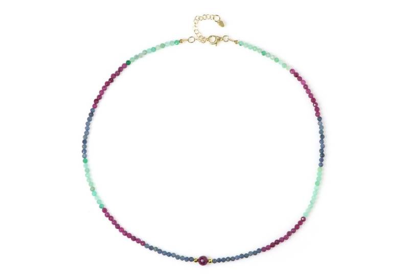 Cavill Silberkette Cavill Halskette 33,77 ct Rubin Saphir Smaragd 925er vergoldet (1-tlg) von Cavill