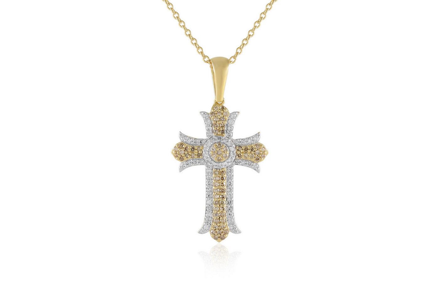 Cavill Silberkette Cavill Kette Damen 0,55 ct Diamant Kreuz, vergoldetes Silber (1-tlg) von Cavill