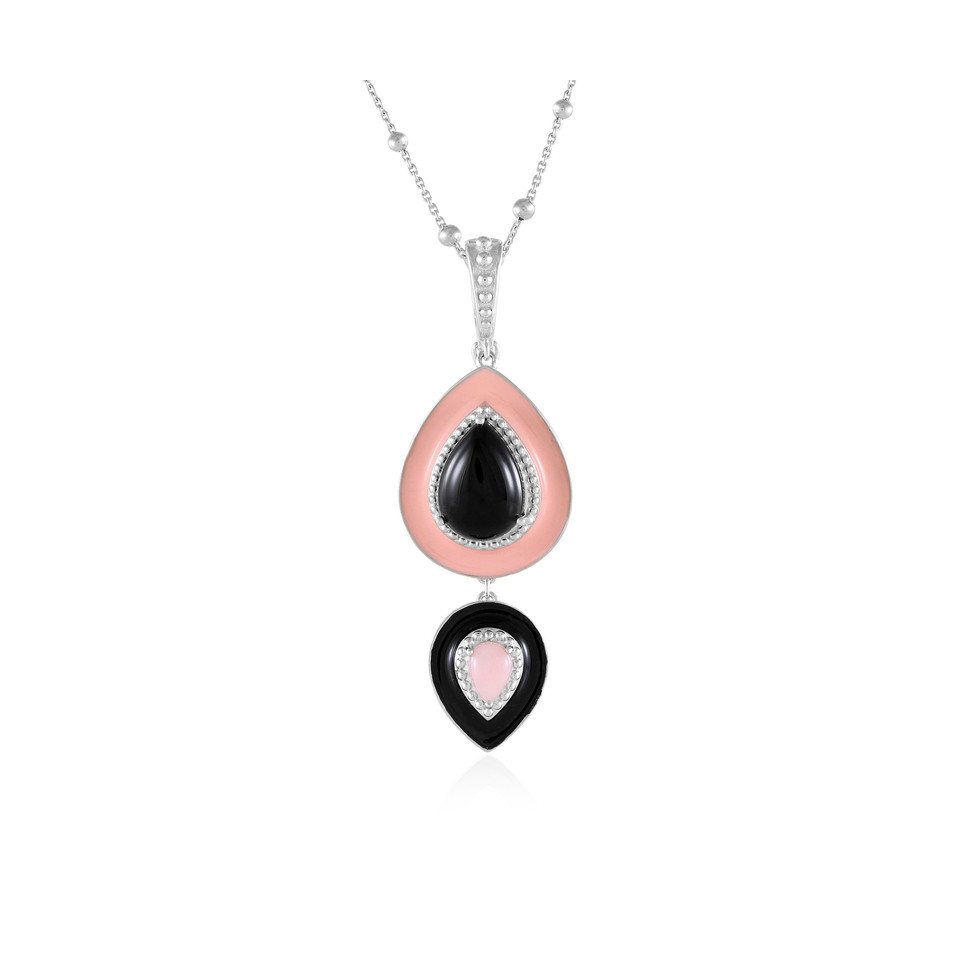 Cavill Silberkette Schwarzer Onyx & Rosa Opal Sterling Halskette (1-tlg) von Cavill