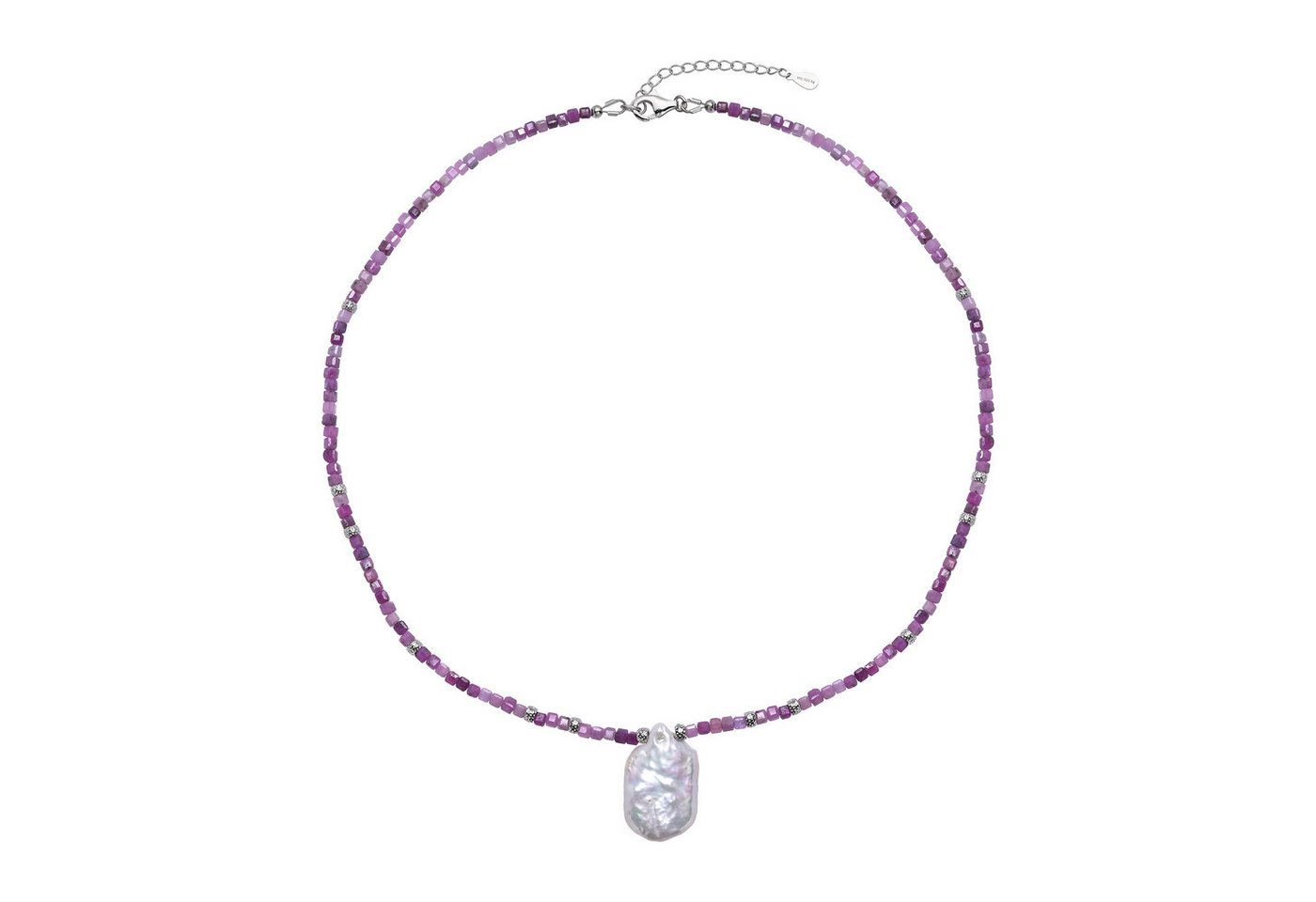 Cavill Silberkette Silberkette Damen 52,00 ct Rubin & weiße Perle, 925 Sterlingsilber (1-tlg) von Cavill