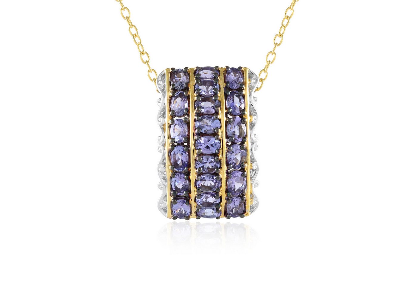 Cavill Silberkette Tansanit 3,12 ct Oval Anhänger 925 Silber vergoldet Damen Echtschmuck (1-tlg) von Cavill