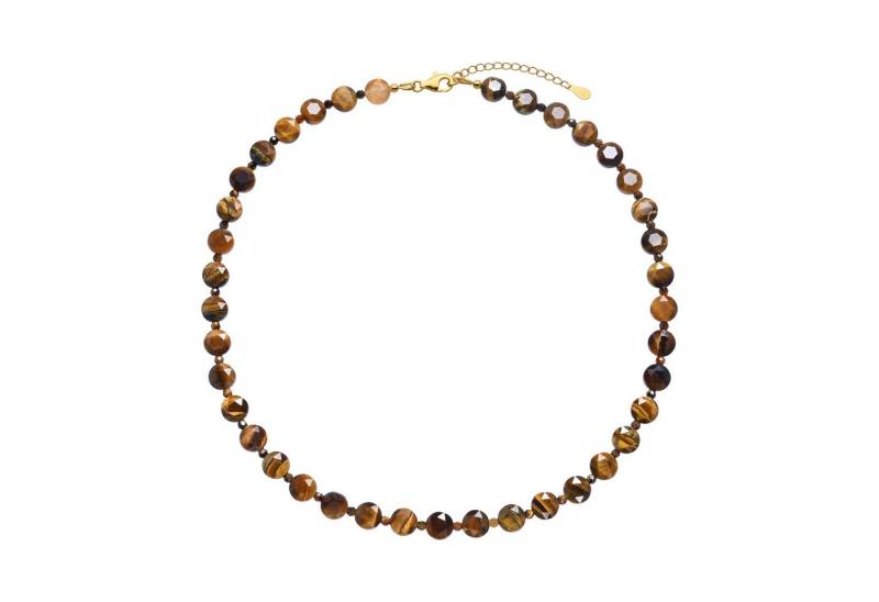 Cavill Silberkette Cavill Tigerauge Kette Damen, 925er Silber vergoldet, 13,5 ct Braun (1-tlg) von Cavill