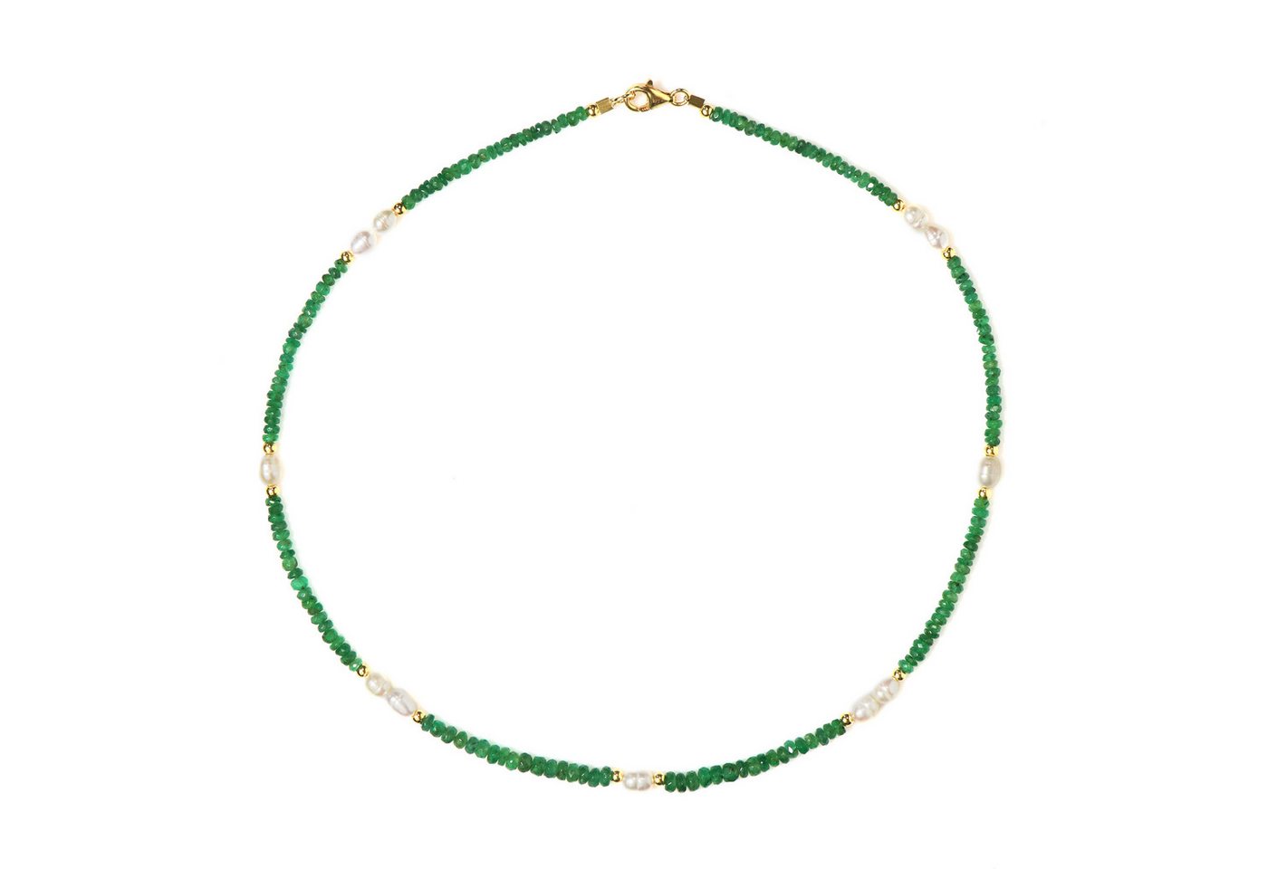 Cavill Silberkette Cavill 925 Silber vergoldet Halskette mit 23,783 ct Smaragden & Perlen (1-tlg) von Cavill