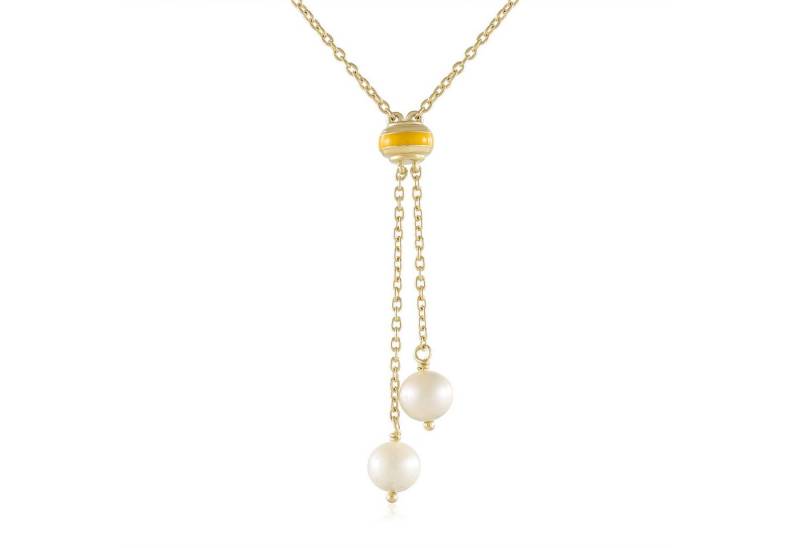 Cavill Silberkette Süßwasserzuchtperlen Silbercollier, 2 Perlen 5 mm, vergoldet (1-tlg) von Cavill