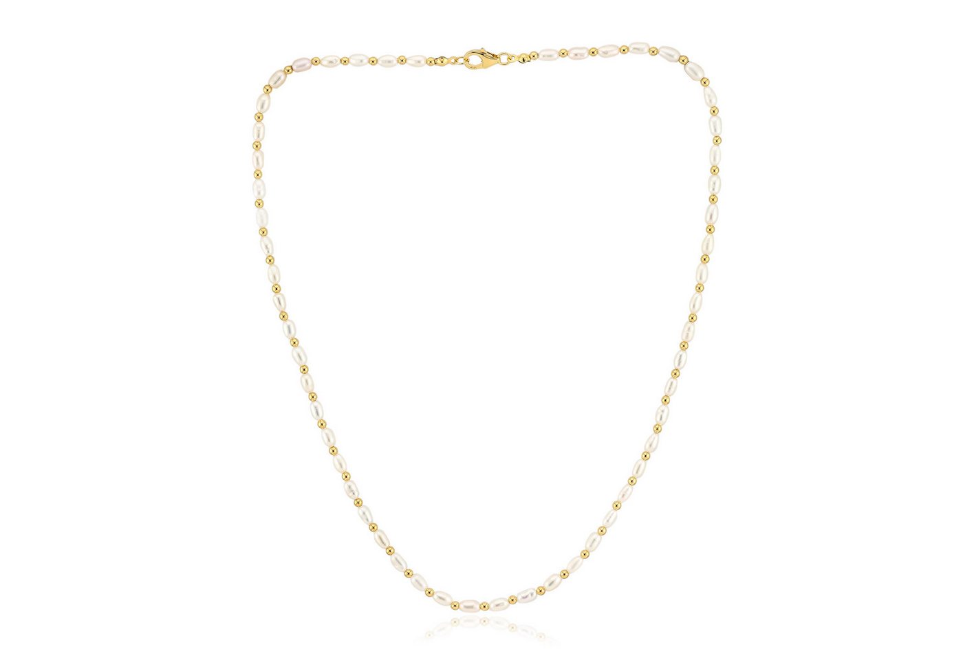 Cavill Silberkette weiße Süßwasserzuchtperlen 45,5 cm, vergoldet 925er Silber (1-tlg) von Cavill