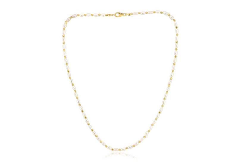 Cavill Silberkette weiße Süßwasserzuchtperlen 45,5 cm, vergoldet 925er Silber (1-tlg) von Cavill