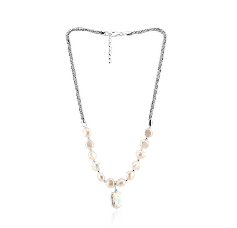 Cavill Silberkette Cavill elegantes 925er Silbercollier mit weißen Süßwasserperlen (1-tlg) von Cavill