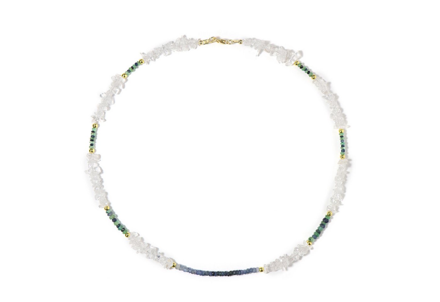 Cavill Silberkette Cavill Silberhalskette 65,03 ct Quarz Saphir Smaragd vergoldet 45 cm (1-tlg) von Cavill