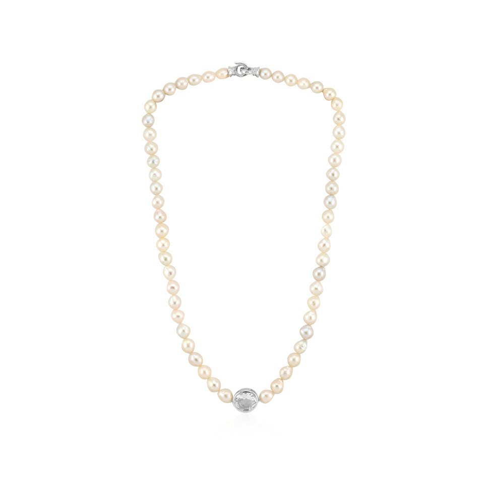 Cavill Silberkette Cavill Silbercollier 3,41 ct weißer Quarz mit Perlen 45,5 cm (1-tlg) von Cavill