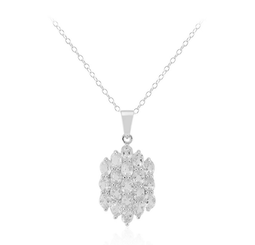 Cavill Silberkette Cavill Collier mit 19 weißen Topasen 3,57 ct, Sterlingsilber 45,5 cm (1-tlg) von Cavill