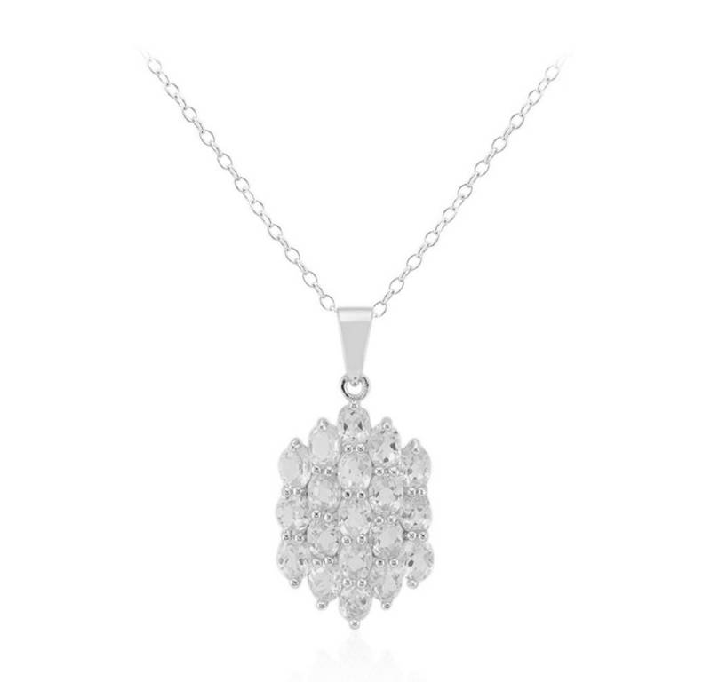 Cavill Silberkette Cavill Collier mit 19 weißen Topasen 3,57 ct, Sterlingsilber 45,5 cm (1-tlg) von Cavill
