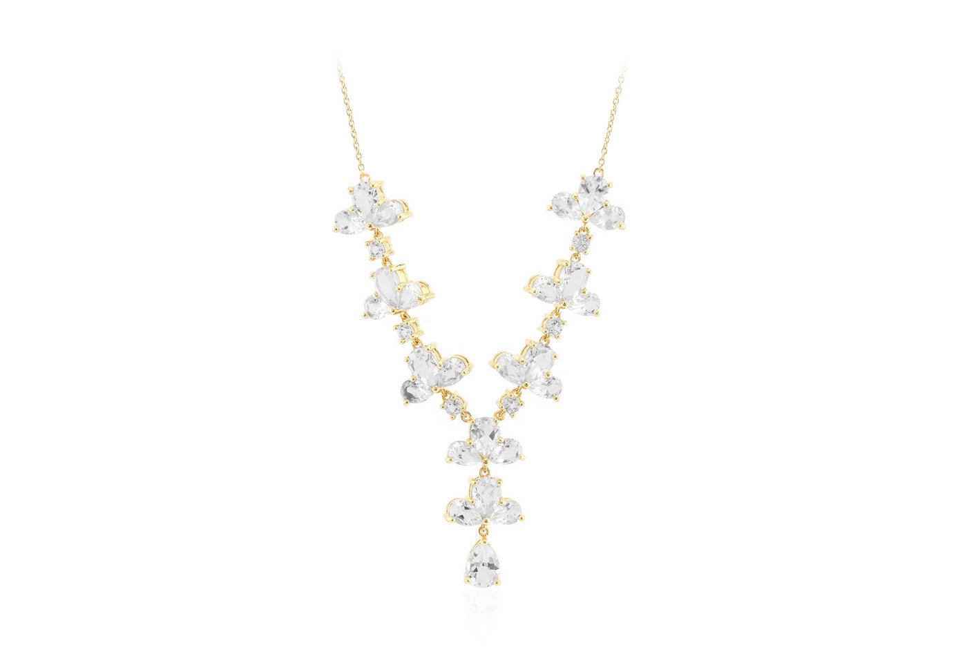 Cavill Silberkette Weißtopas Silbercollier vergoldet 14,8 ct V-Form Edelstein (1-tlg) von Cavill