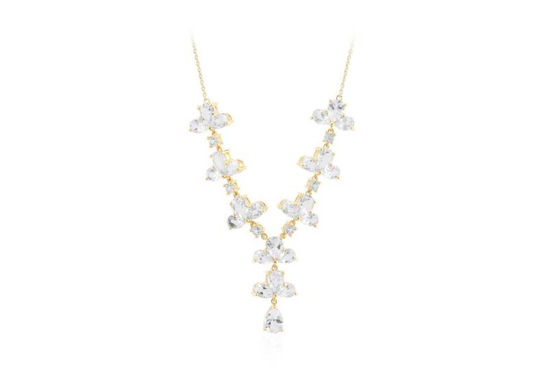 Cavill Silberkette Weißtopas Silbercollier vergoldet 14,8 ct V-Form Edelstein (1-tlg) von Cavill