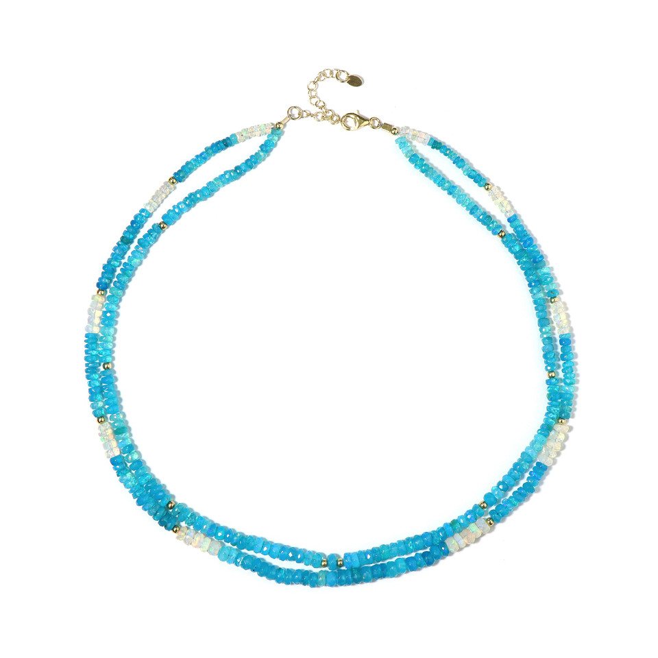 Cavill Silberkette Cavill 78,1 ct Opal Halskette, vergoldet 925 Silber, blaues Design (1-tlg) von Cavill