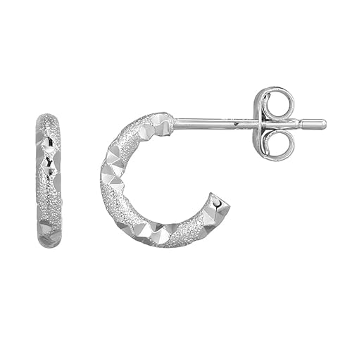 Cavill Silberohrringe Damen – 925 Silber Ohrringe, elegante strukturierte Creolen, glänzende kleine 10 mm Hoop Ohrringe, modisches Design für Alltag & Anlass von Cavill