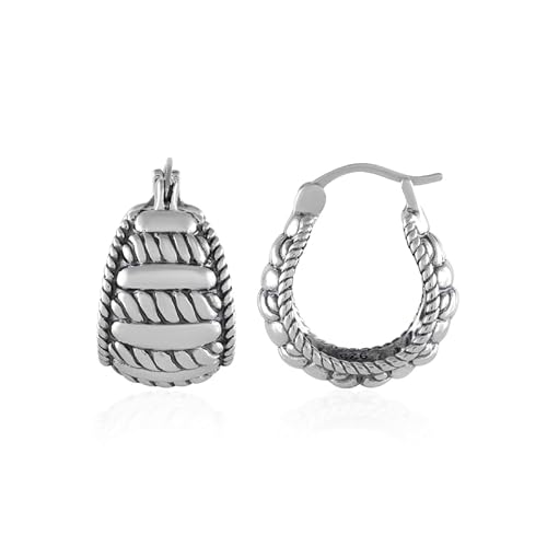 Cavill Silberohrringe Desert Chic aus 925er Sterling Silber, 22 mm große Creolen mit geflochtenem Design, eleganter Ohrschmuck für Alltag und besondere Anlässe von Cavill