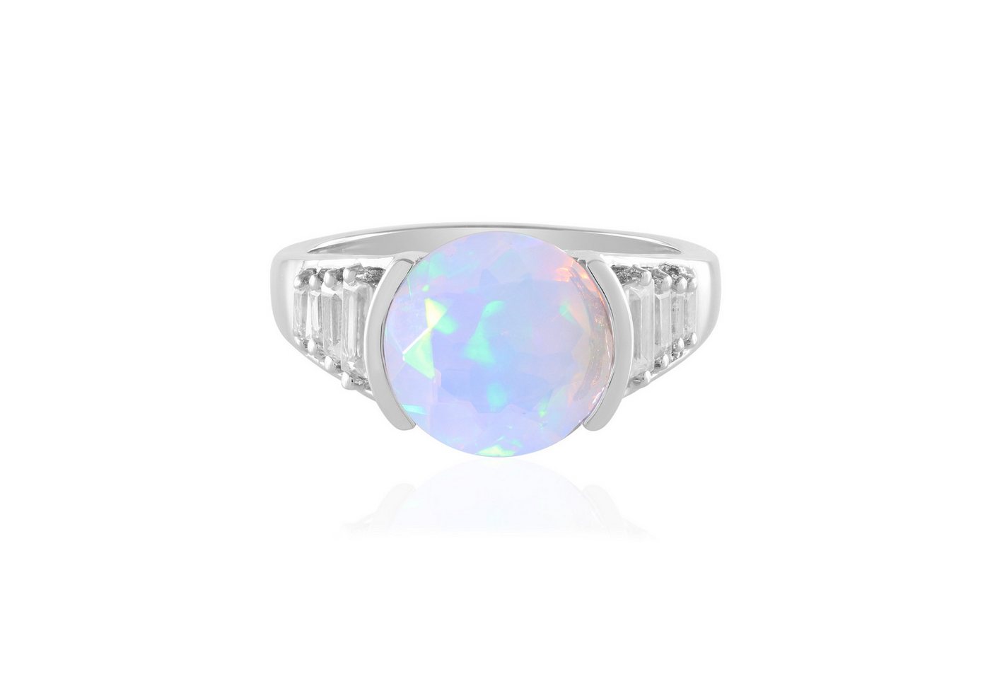 Cavill Silberring Cavill Sterlingsilber Opalring platinierter Welo-Opal 3,18 ct Zirkon (1-tlg) von Cavill