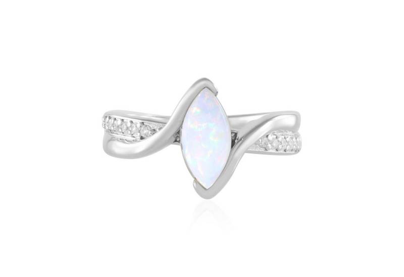 Cavill Silberring Cavill Silberring 0,60 ct Opal Marquise mit 16 Zirkonen, platinpl. (1-tlg) von Cavill