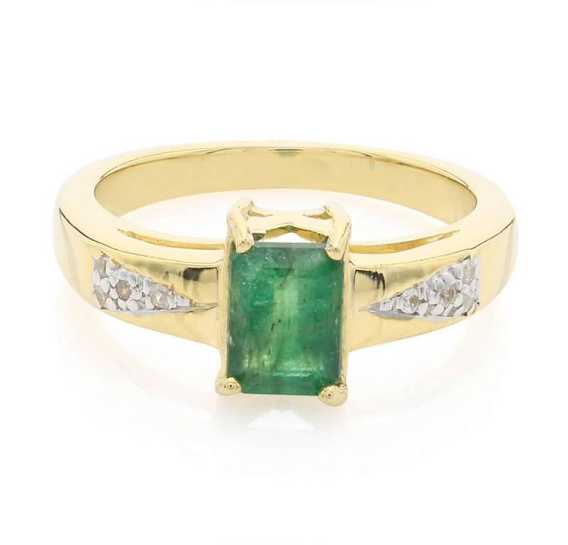 Cavill Silberring Cavill Ring 925er Sterlingsilber vergoldet, 0,75 ct Smaragd, Zirkone (1-tlg) von Cavill