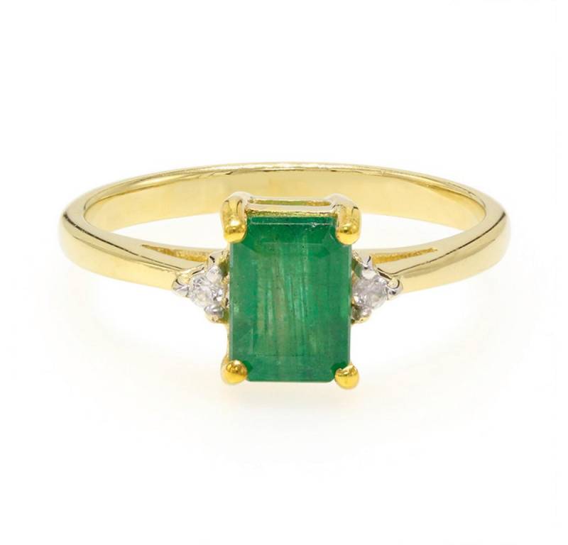 Cavill Silberring Bahia-Smaragd Silberring, 0,89 ct Oktagon Zirkone, 925er Goldpl. (1-tlg) von Cavill