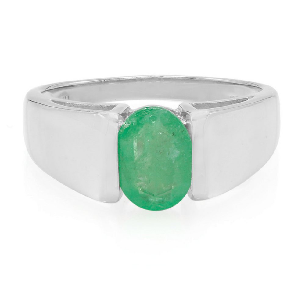 Cavill Solitärring Bahia Oval Smaragd 1,08 ct Ring Sterlingsilber platinbeschichtet (1-tlg) von Cavill