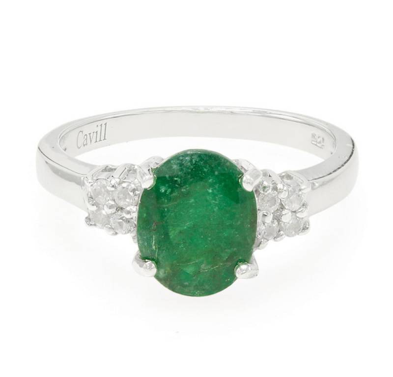Cavill Silberring Cavill Silberring 1,62 ct Smaragd Zirkon Sterlingsilber Platin (1-tlg) von Cavill