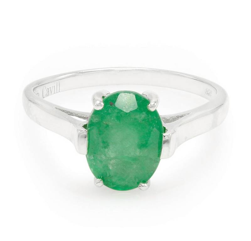 Cavill Solitärring Cavill Ring Bahia-Smaragd 1,45 ct Oval Sterlingsilber platiniert (1-tlg) von Cavill