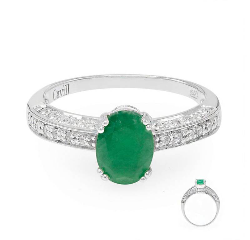 Cavill Silberring Cavill Ring Sterlingsilber 1,08 ct Bahia-Smaragd Oval zirkon (1-tlg) von Cavill