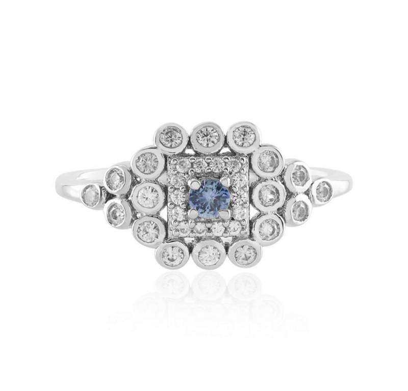 Cavill Silberring Cavill Sterlingsilber Ring platinierter 0,10 ct Ceylon-Saphir blau (1-tlg) von Cavill