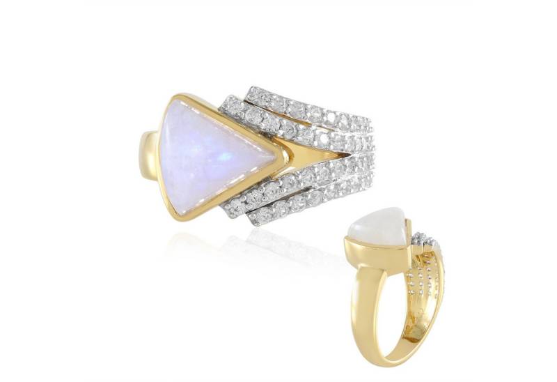 Cavill Silberring Cavill Ring Sterlingsilber, 4,05 ct blauer Mondstein, goldplattiert (1-tlg) von Cavill