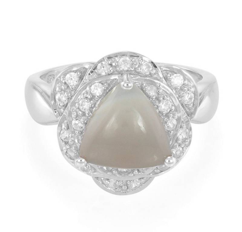 Cavill Silberring Cavill Ring 2,38 ct Botswana-Achat Trillant, 24 Zirkone, 925 Silber (1-tlg) von Cavill