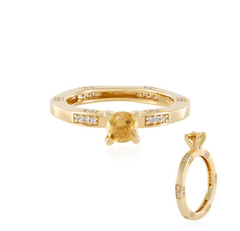 Cavill Silberring Cavill Citrin-Ring 0,45 ct, vergoldet, Sterling Silber, Zirkon 0,26 ct (1-tlg) von Cavill