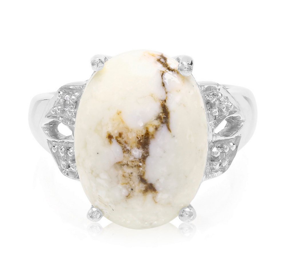 Cavill Silberring Cavill Ring Damen 7,7 ct Magnesit Oval Cabochon mit 4 Topas Silber (1-tlg) von Cavill