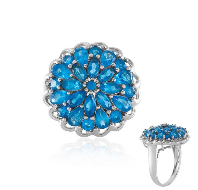 Cavill Silberring Cavill 925 Sterlingsilber Ring 3,08 ct neonblauer Apatit Platin (1-tlg) von Cavill