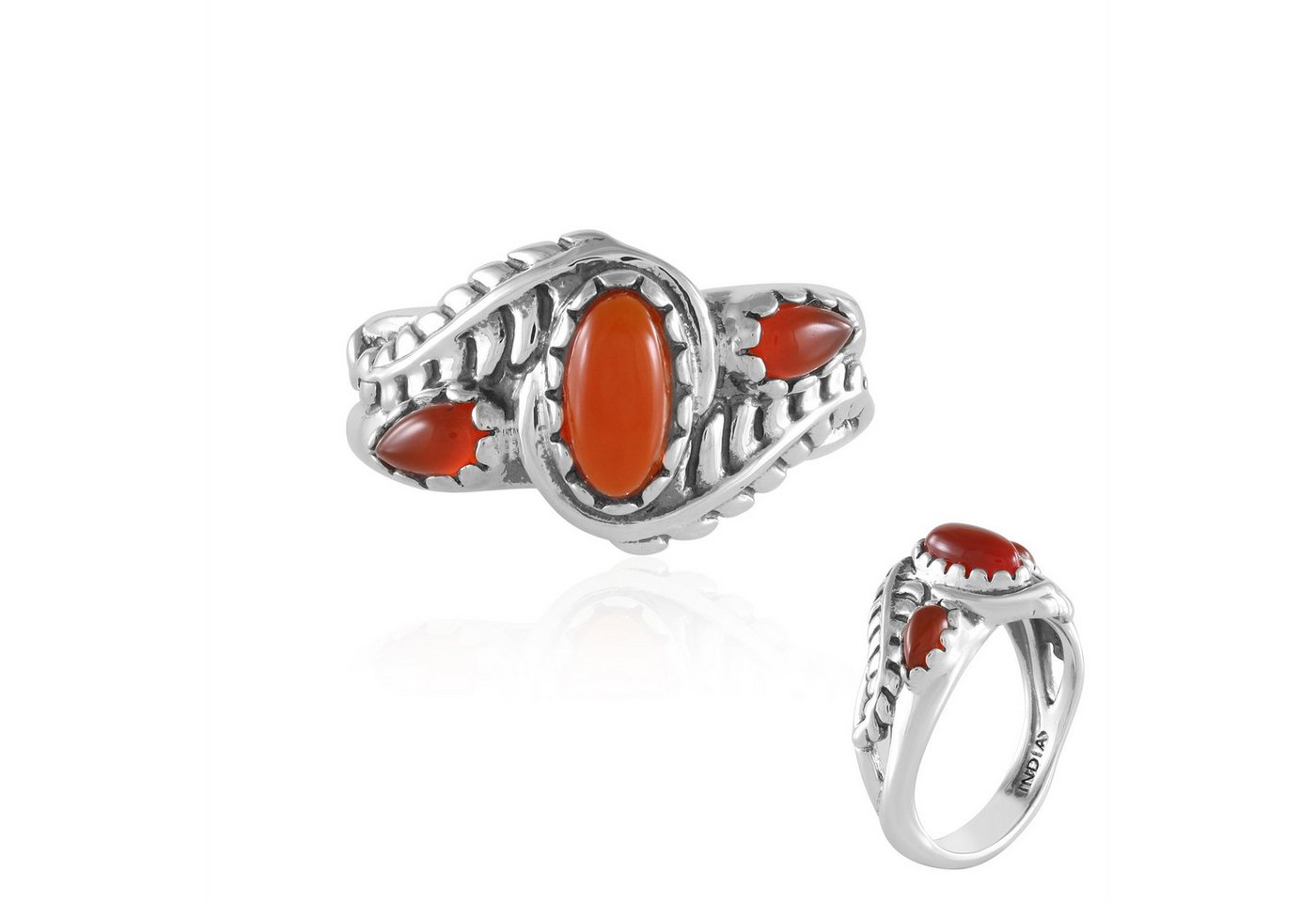 Cavill Silberring Cavill Ring Sterlingsilber mit 1,08 ct rotem Onyx, filigran (1-tlg) von Cavill