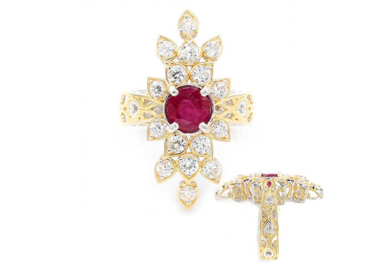 Cavill Silberring Cavill 925 Silber Ring mit 1,13 ct Rubellit & 3,37 ct Zirkon Damen (1-tlg) von Cavill