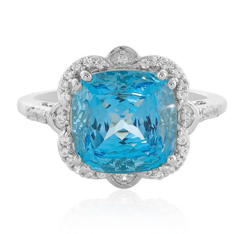 Cavill Silberring Cavill Damen Ring 5,11 ct Topas Türkisblau Zirkon 925 Silber (1-tlg) von Cavill