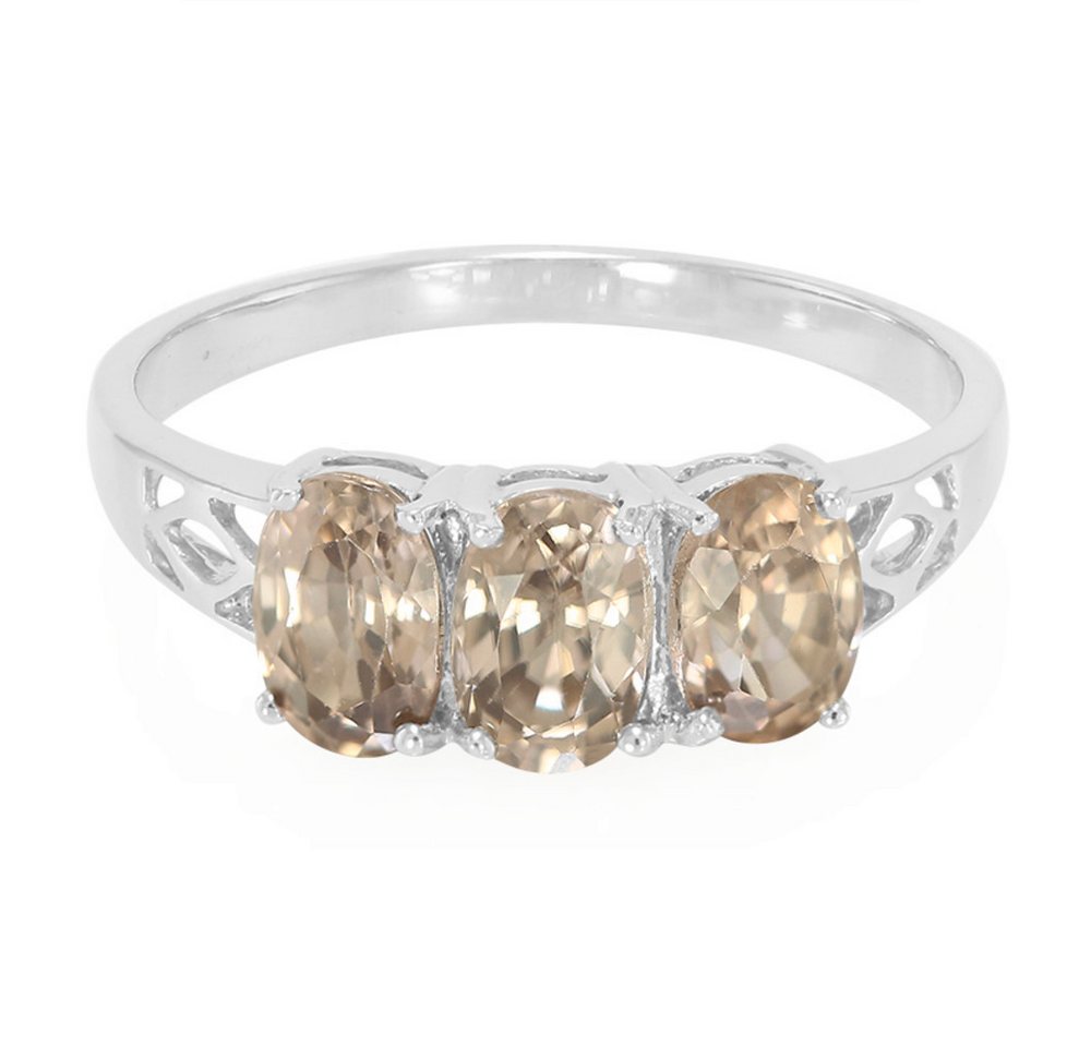 Cavill Silberring Cavill Damenring 925 Silber, 2,18 ct Zirkon, oval, braunbeige (1-tlg) von Cavill