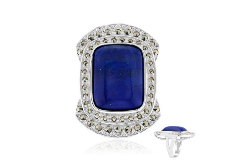 Cavill Silberring Cavill Lapislazuli Ring 14,3 ct Silber 925 Markasit Pavé Damen (1-tlg) von Cavill